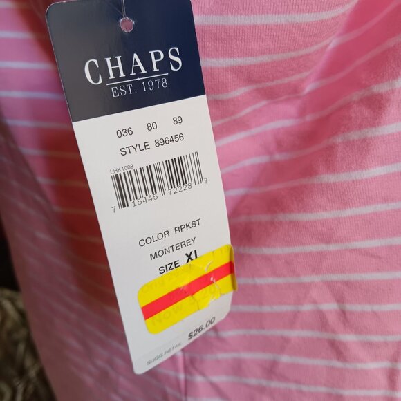 NWT XL Women's Chaps Tank Top Pink White Striped Camisole Chaps Monterey - Picture 6 of 7